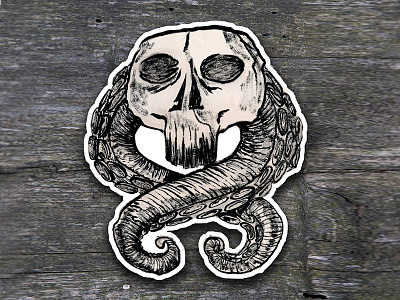 Skull and tentacle sticker
