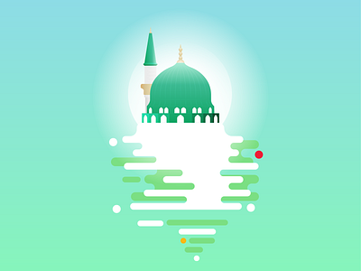 Illustration For Social Media (Mabas) flat green dome green dome illustration iran islam madinah muhammad prophet social media vector