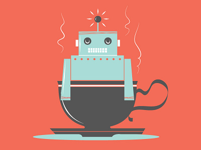 Tea cup robot cup graphic illustration illustrator mug robot tea vector