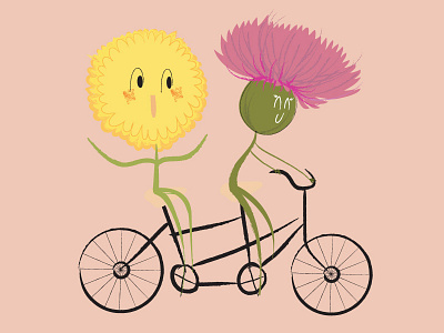Dandelion & burdock bike burdock cute cycle dandelion funny illustration