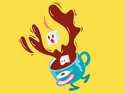 Evil mug coffee horror illustration illustrator monster mug scared scary scream sugar vector