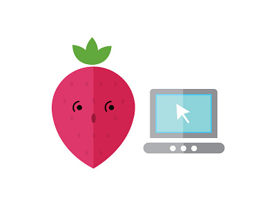 Techie strawberry computer fruit icon illustration illustrator strawberry vector