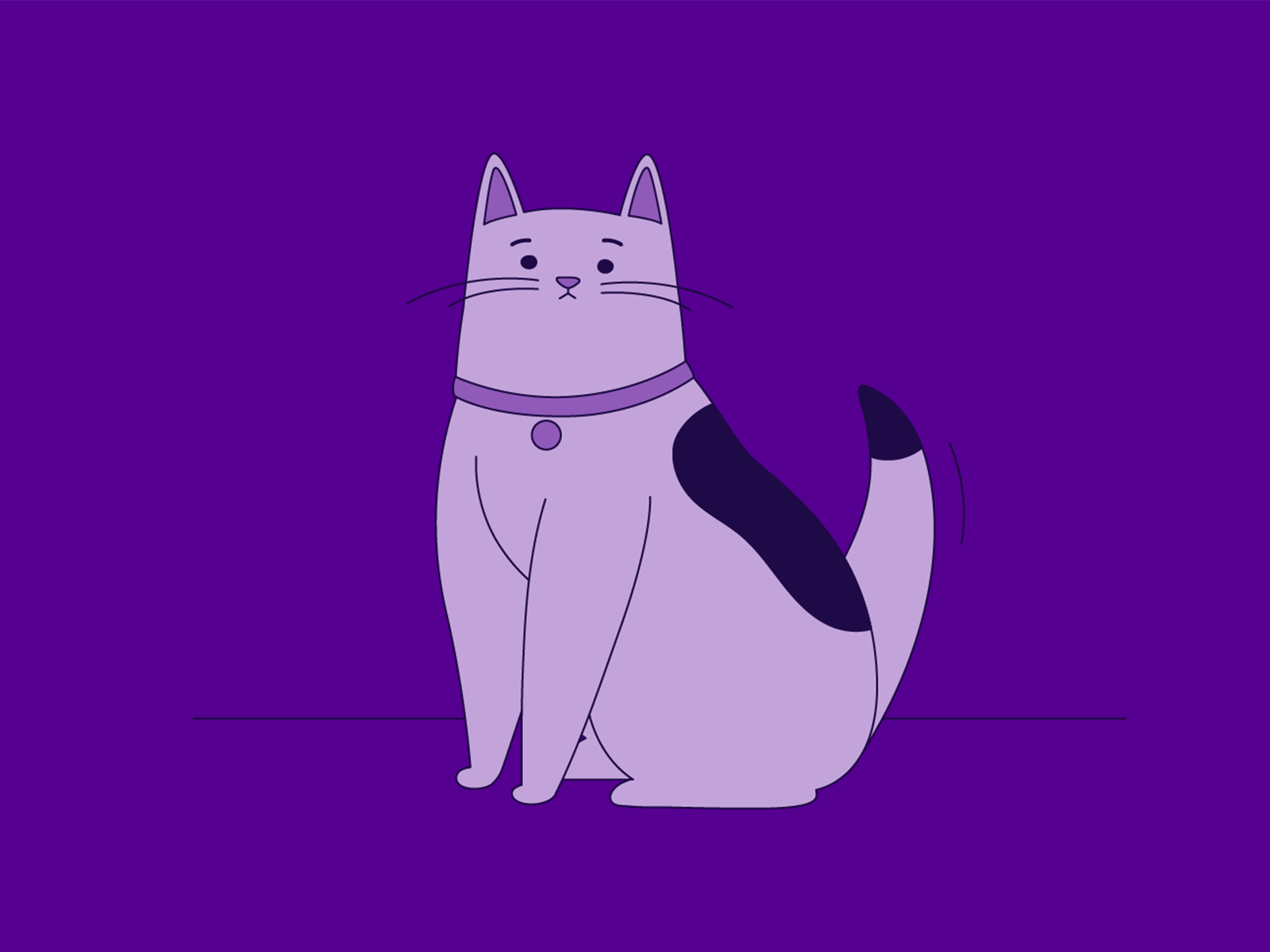 Meow animal cat expression face flat illustration meow pet purple tail