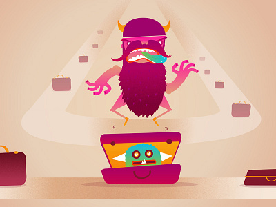 Angry viking at the airport airport angry illustration illustrator luggage monster rage suitcase surreal tongue vector viking