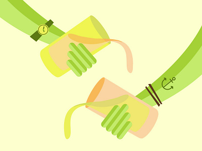 Hands & Drinks arm cocktail drink glass green hands illustration lemonade tattoo vector watch yellow