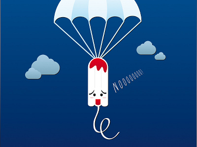 Flying Tampon blood clouds fun illustration kawaii parachute scared sky tampon vector