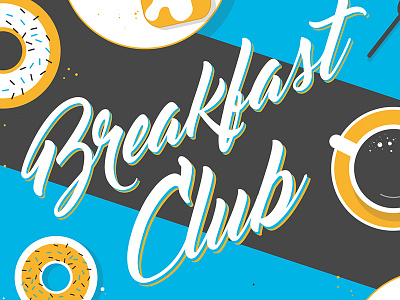 Breakfast Club breakfast coffee donut flat food illustration type vector