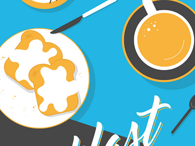 Breakfast Club • Details breakfast coffee flat illustration jam knife spoon tea toast