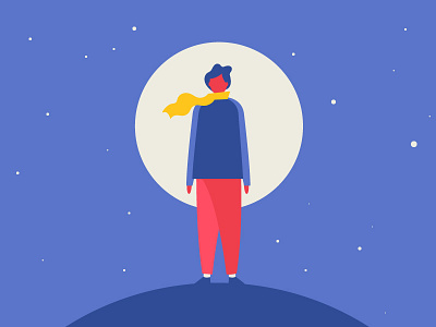 Space oddity boy boy game character clothes hair illustration lonely man moon planet scarf space trip vector