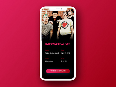 Confirm Reservation baja concert dailyui red hot chili peppers