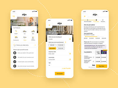 Travel Insurance experience adobexd design insurance app mobile app design ui ux