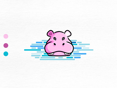 Pink Hippo cute hippo hippopotamus illustration logo logo mark logodesign mascot pink hippo simple logo small icon