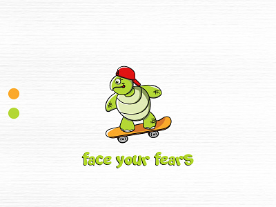 Face your fears cute illustration logo logo design logo mark mascot mascot logo skateboard small mascot speed turtle vector