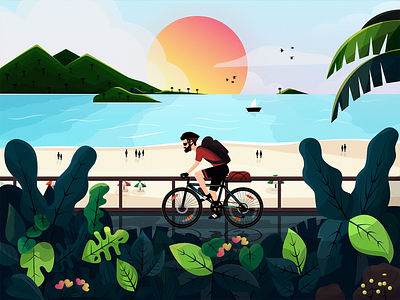 Cyclist art beach biking birds colorful cycling cycling kit cyclist drive extreme sports leaves mountains nature sports sun sunset trees