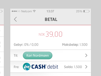 mCASH Payment to Person mcash payment payments ui ux