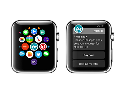 mCASH on Apple Watch apple watch iphone mcash payment payments ui ux watch