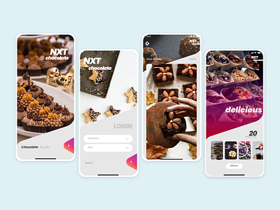 Chocolate App android application chocolate clear design food gift interface ios minimal mobile ui phone ui ux xd