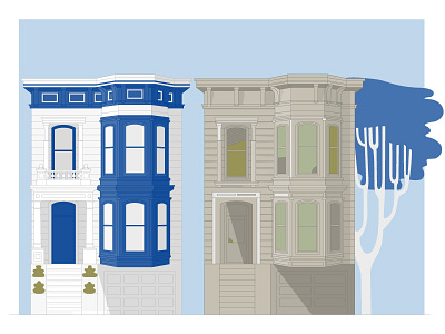 Cities - San Francisco city illustration digital illustration san francisco sf usa victorian era victorian house