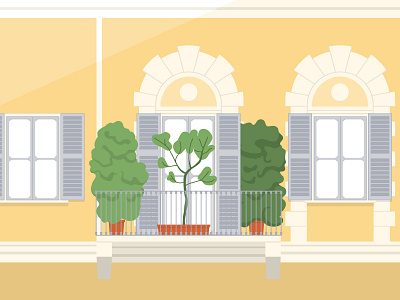 Cities - Milan balcony building city city illustration digital illustration milan plant plants vector illustration