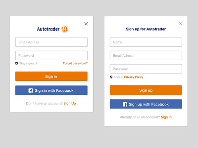 Autotrader Login / Create Account Thirty UI #4 daily project design homepage interface log in product sign in sign up sketchapp thirty ui challenge user experience web