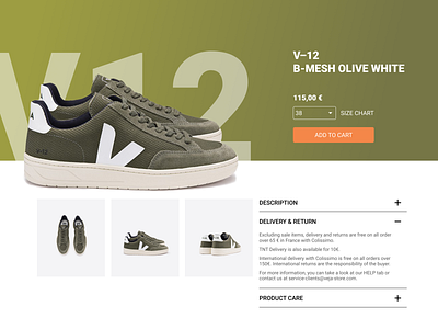 Veja Product Page detail page online store product page product page ui retail shoes ui design webshop webshop ui
