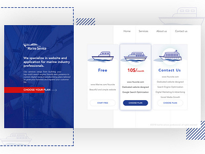 Marine Web Design blue creative design design designs marine plan price price table sea ui ux uxui web web design webdesign website