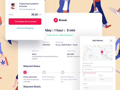 Web Delivery - Elements address cart checkout clean minimal white components delivery design elements food invoice payment shipping address shop details smooth ui ux web white