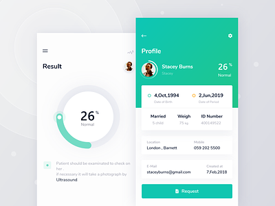 Profile & Result - Breast cancer android app app application desktop breast cancer chart color date time id weigh design green illustration ios mobile product profile settings result smooth typography ui ux white