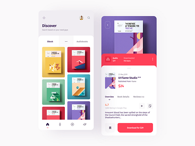 eBook Application app book buy books discover clean minimal white color cover design homepage illustration mobile product smooth template typography ui ux web webdesign white