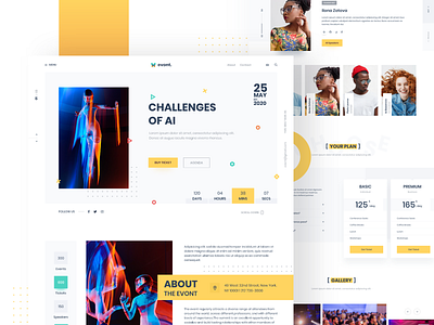 Evont. 2019 trend 2020 clean minimal white color design event homepage landingpage product product design smooth speaker template typography ui ux web webdesign white