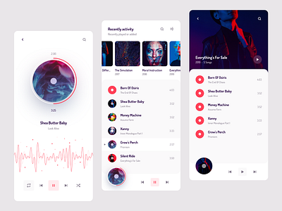 Music Player app 2019 2020 android app apple color design mobile modern music music player player product smooth ui ux web white