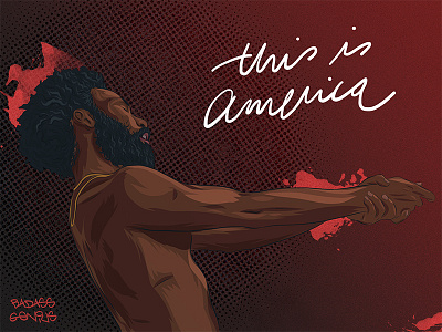 This Is America afro black character childish gambino hiphop illustration melanin music poster rebel