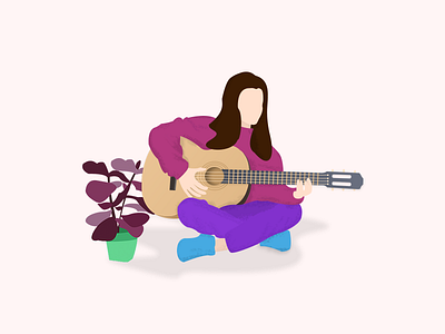 Guitar girl illistration