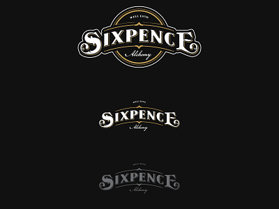 Sixpence bar brisbane cocktail custom customized fonts high end logo restaurant smoke top smoking gun vintage