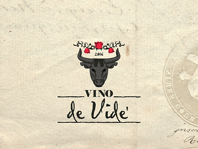 Vino de Vide' bull lable rose vine vino wine