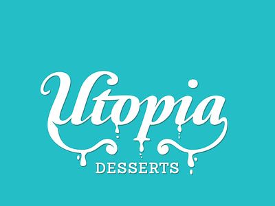 Utopia Desserts custom lettering hand drawn logo sweet swirls utopia