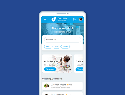 One UI UX medical android app app bootstrap 4 design html 5 mobile app mobile app development ui ux