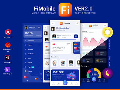 FiMobile Mobile HTML template Bootstrap5 Framework7 Angular 12