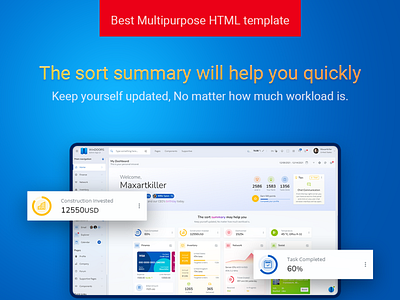 Summary helps you to quick look details. Admin Dashboard HTML