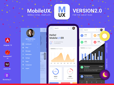 Mobileux | Multipurpose HTML Mobile App Template admin android app bootstrap 5 dashboard design html 5 ios ux web website