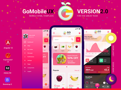 GoMobileUX v2.0 Mobile HTML template Bootstrap 5.x Angular 12