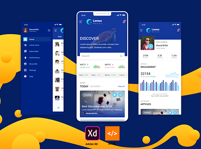 Lemux News and Magazine mobile application android app app bootstrap 4 design framework7 html 5 mobile app mobile app development ui ux