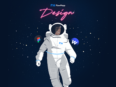 FlowMapp Design 80s app astronaut character design flowmapp illustration neon space ux