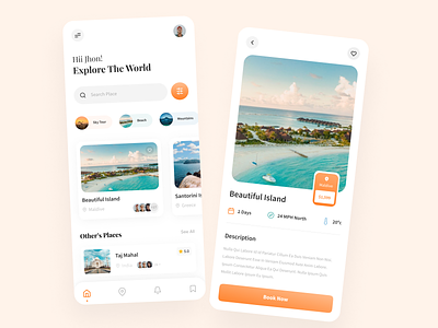 Travel App ✈️ adventure app app design application booking app destination explore mobile app tourism travel travelling trip ui ui design ux