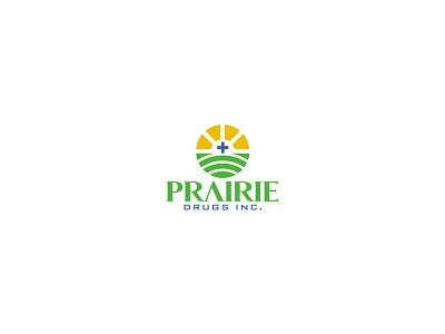 Prairie Drugs - Logo Design brand design brand identity branding business card design drugs fields logo logo design logotype medical mockup monogram pharmacy sunrise vector