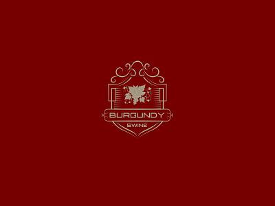 Burgundy Swine branding burgundy illustration leafs line logo design motif shield typography wine