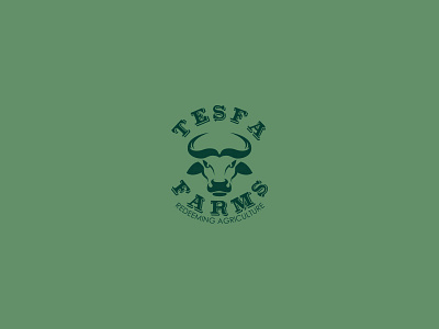 Tesfa Farms branding bull farm green illustration logo design retro typography