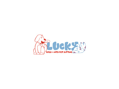 Lucky Dogs Cats Pet Sitting branding cat dog illustration logo design lucky pet typography