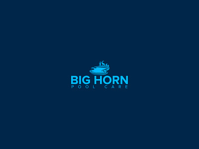 Big Horn Pool Care branding horn illustration logo design pool typography