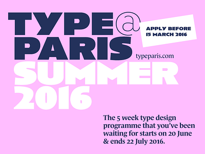 typeparis16 – apply before 15 March 2016